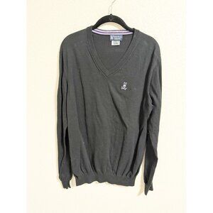 Psycho Bunny Mens Essential V Neck Sweater Long Sleeve Pima‎ Cotton Black Medium